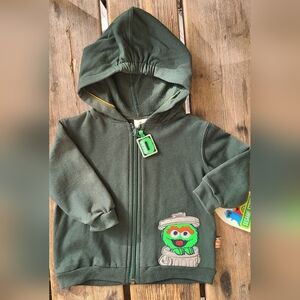 VINTAGE SESAME STREET SZ 18M NWT KHAKI GREEN OSCAR THE GROUCH fleece Sweatshirt